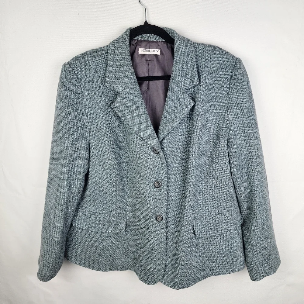 Vintage Pendleton Tweed Virgin and Lambs Wool 3 Button Blazer Size‎ 18/20